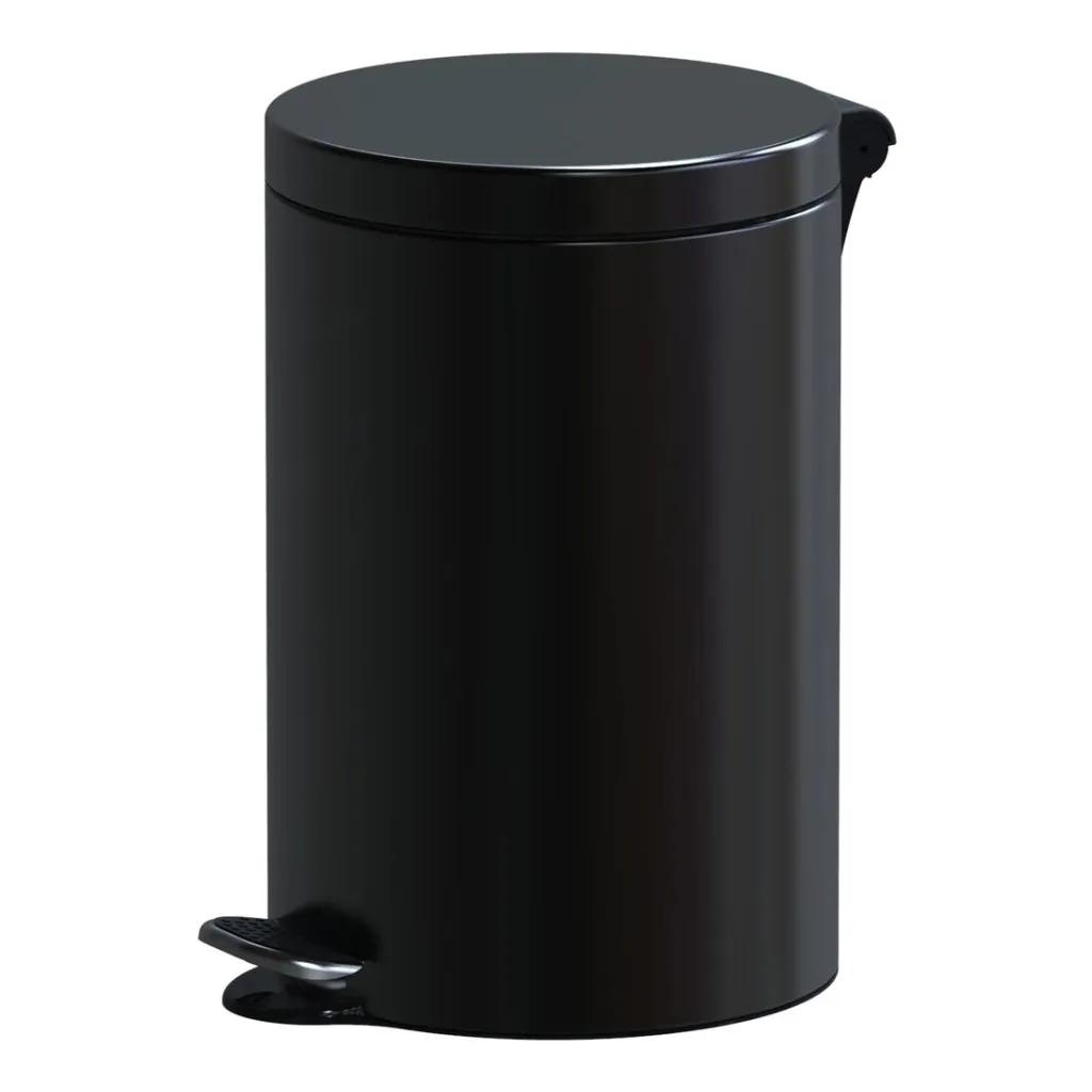 Poubelle 12L avec Pédale Robuste Freedom Fresh - Noir Mat Anti-Traces