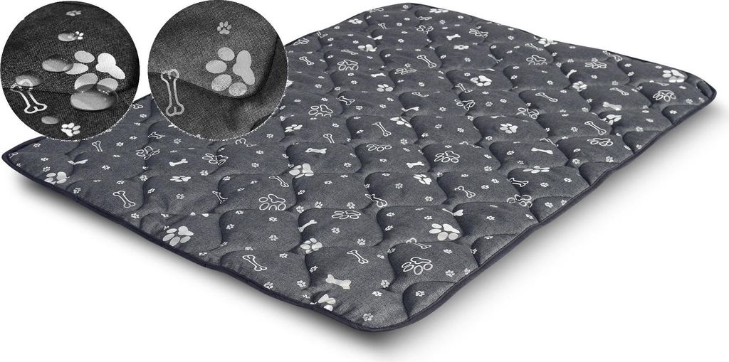 Hundebettmatte 80x60 cm wasserdicht bone silber