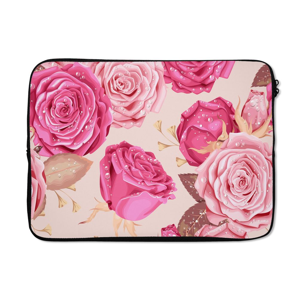 MuchoWow Laptop Hülle 14 ZollRosen - Blumen - Drops Laptoptasche - Laptoptasche - Stoßsicher - Schutzhaube