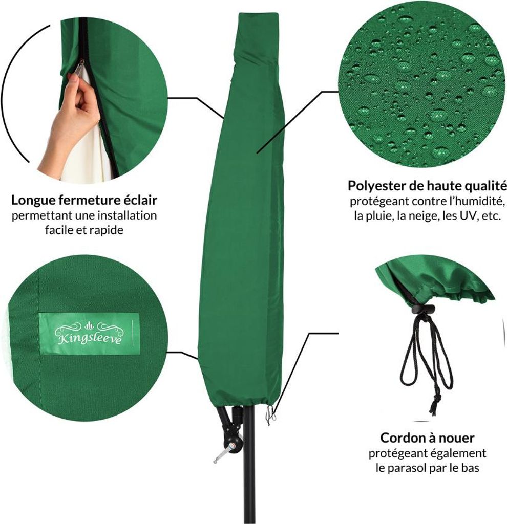 Deuba Housse de protection pour parasol Ø3m Vert bâche de Image du produit 