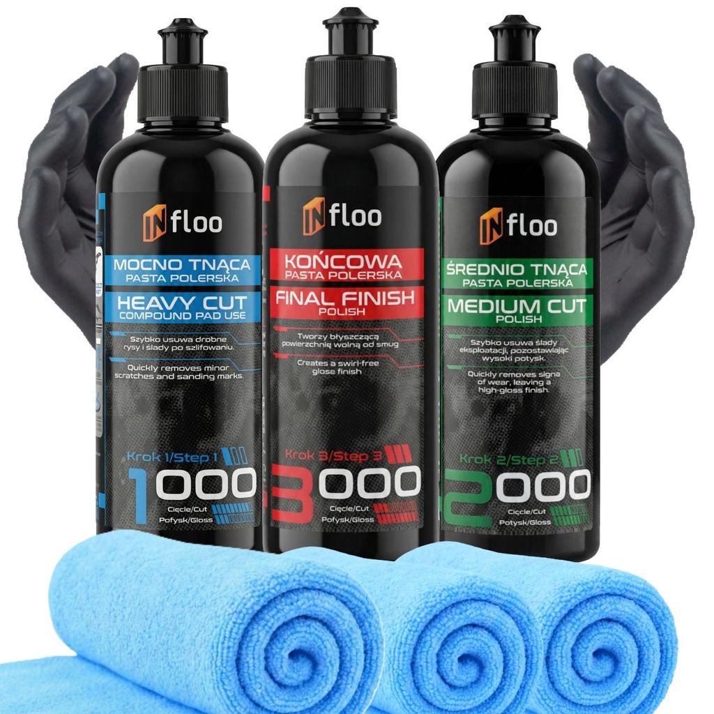 INfloo Polierpasten Set 3×300ml 1000 2000 3000 + Produktbild 