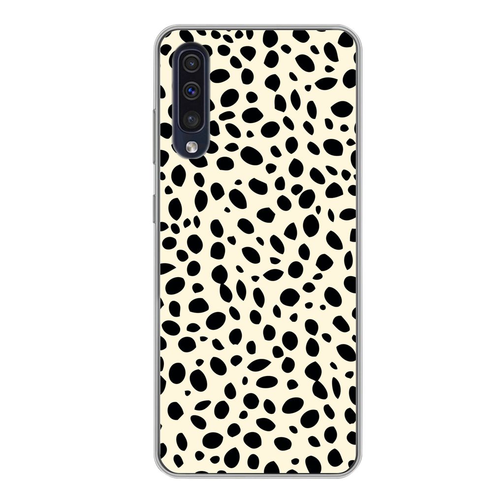 MuchoWow Handyhülle Schutzhülle Hülle für Samsung Galaxy A50 Tiermuster - Punkte - Panther Silikon Softcase Handy Hülle - Mobiltelefonhülle