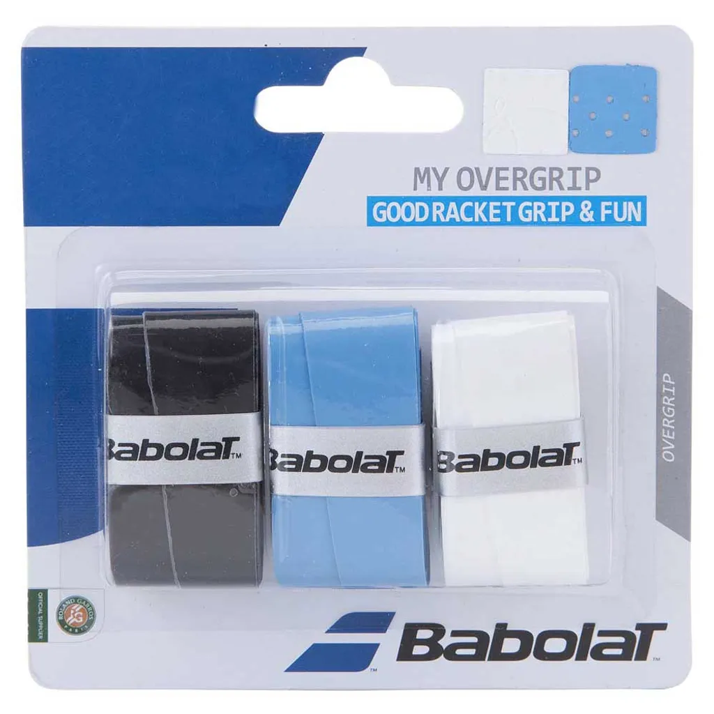 Pack 3 Surgrips Babolat My Overgrip Noir Bleu Blanc pour Club Tennis