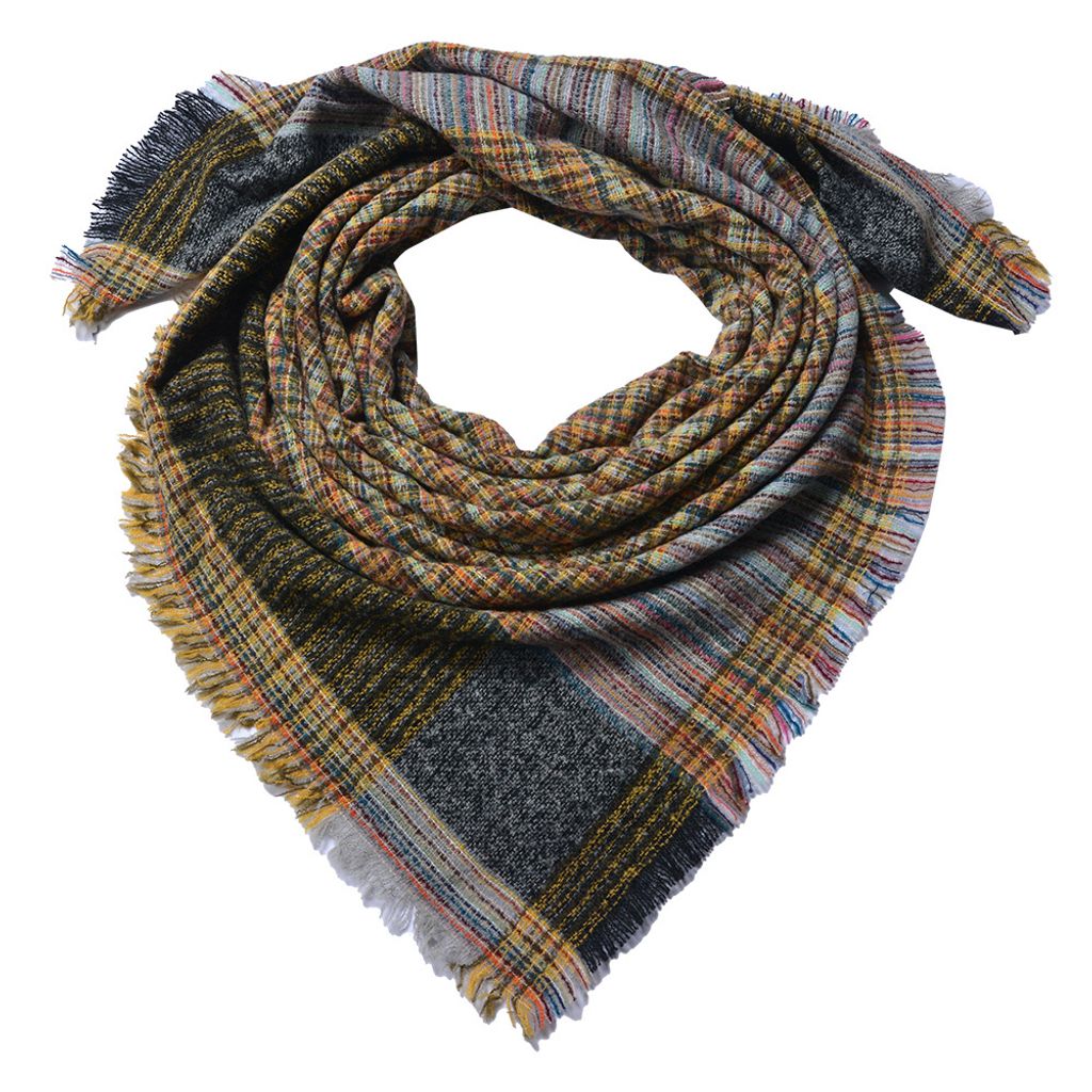 Clayre & Eef Winterschal Damen 130x130 cm Gelb Polyester