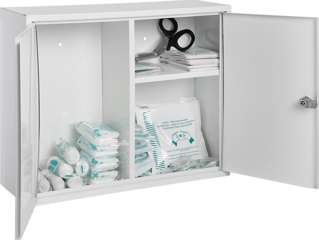 Alco Erste-Hilfe-Verbandschrank Stahl 450x150x360mm, weiß Produktbild 