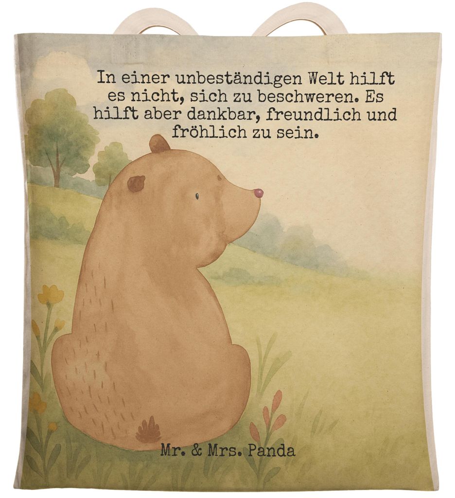 Mr. & Mrs. Panda Tote Bag Bär Schulterblick Design - Weiß - Geschenk, Bärenliebe, Stoffbeutel, Motivation, Selbstachtung, shopping, Weisheit, Te...
