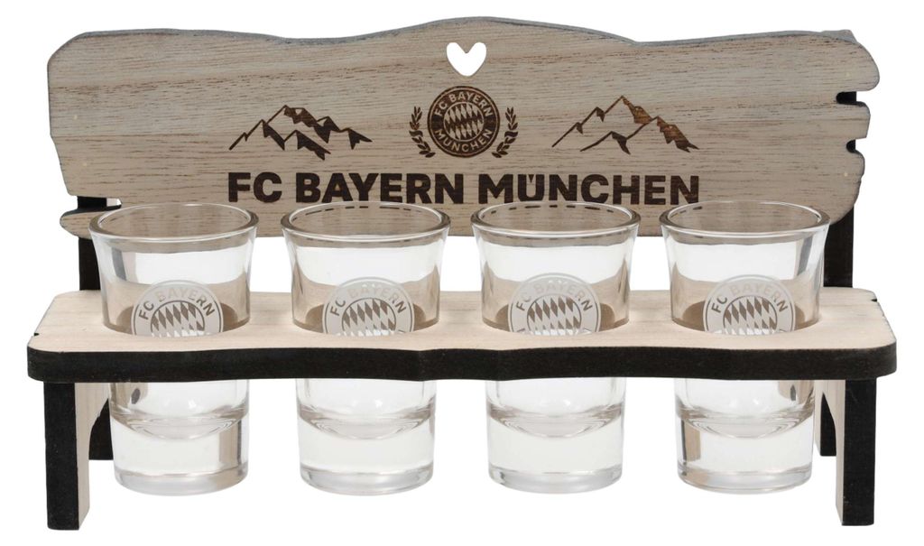 FC Bayern Monaco panchina porta bicchierini in legno con 4 Immagine del prodotto 