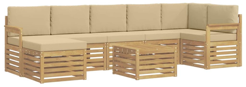vidaXL Outdoor-Sofagarnitur 7 pcs Weiß und Beige 59 x 59 x 37 cm