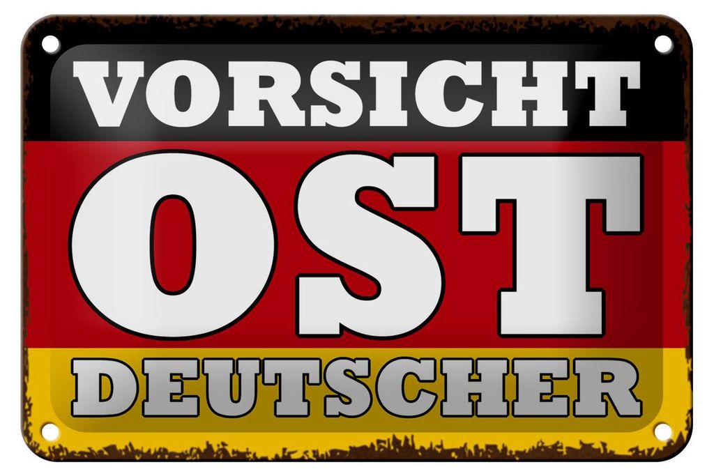 Blechschild Flagge 18x12cm Vorsicht Ost Deutscher Produktbild 