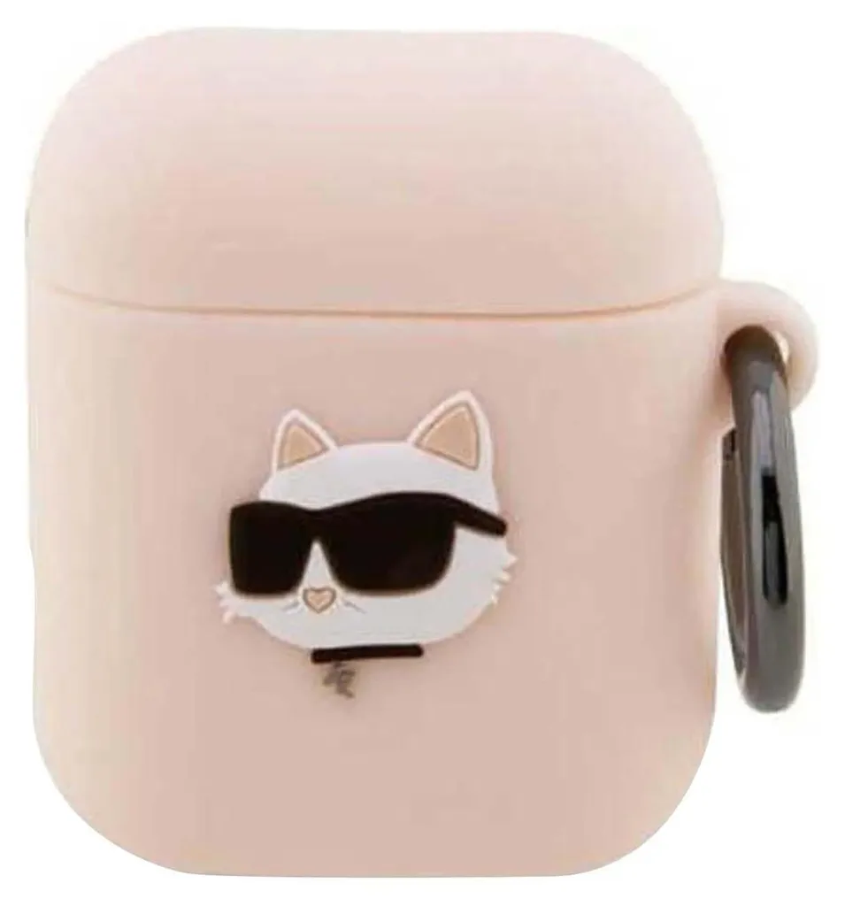 Karl Lagerfeld Kla2Runchp Airpods 1/2 Cover Różowy/Pink Silicone Choupette Head 3D