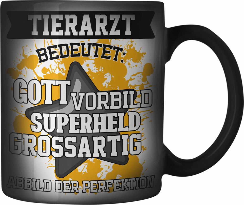 Trendation - Bester Tierarzt Geschenk Farbwechsel Zauber-Tasse Geschenkideen Veterinär Danke Dankeschön Tierarzt Geschenke (Schwarz)