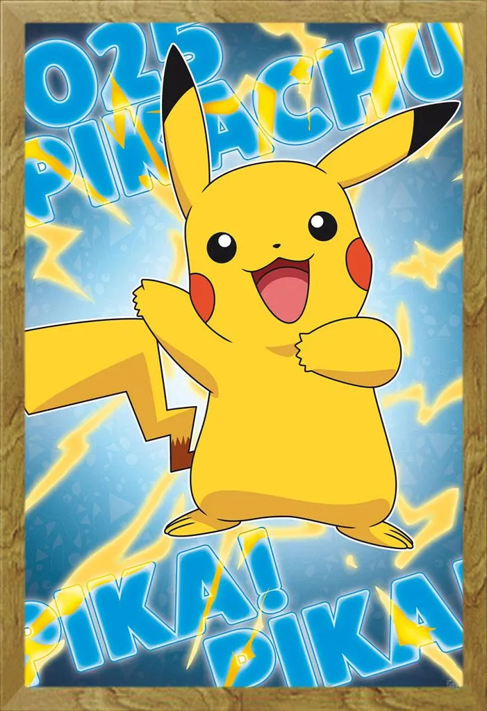 Cadre Pokémon Pikachu anti-reflet : affiche protégée en MDF Chêne Shinsuke