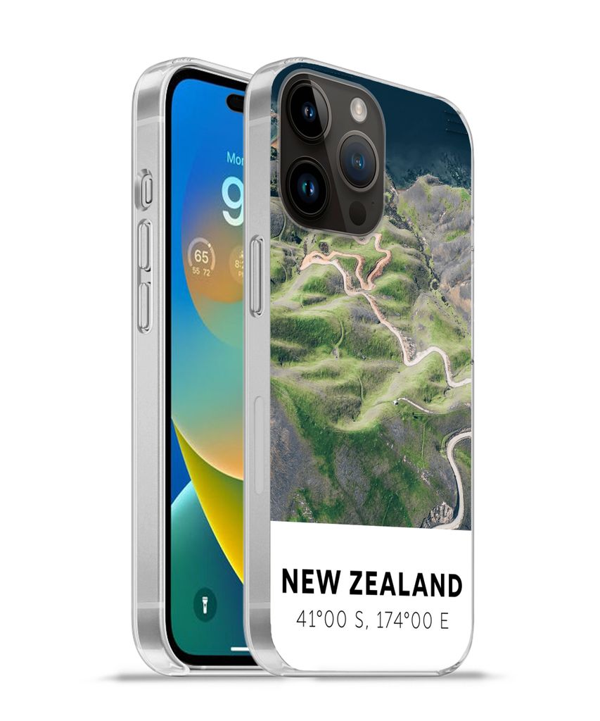 MuchoWow Handyhülle Schutzhülle Hülle für Apple iPhone 14 Pro Max Neuseeland - Wasser - Grün - Strand Silikon Softcase Handy Hülle - Hardcover