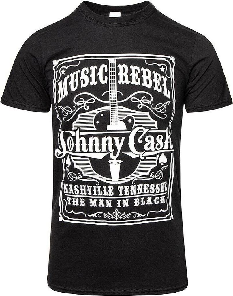 Johnny Cash - "Music Rebel" T-Shirt für Herren/Damen Uni RO1320 (XXL) (Schwarz)