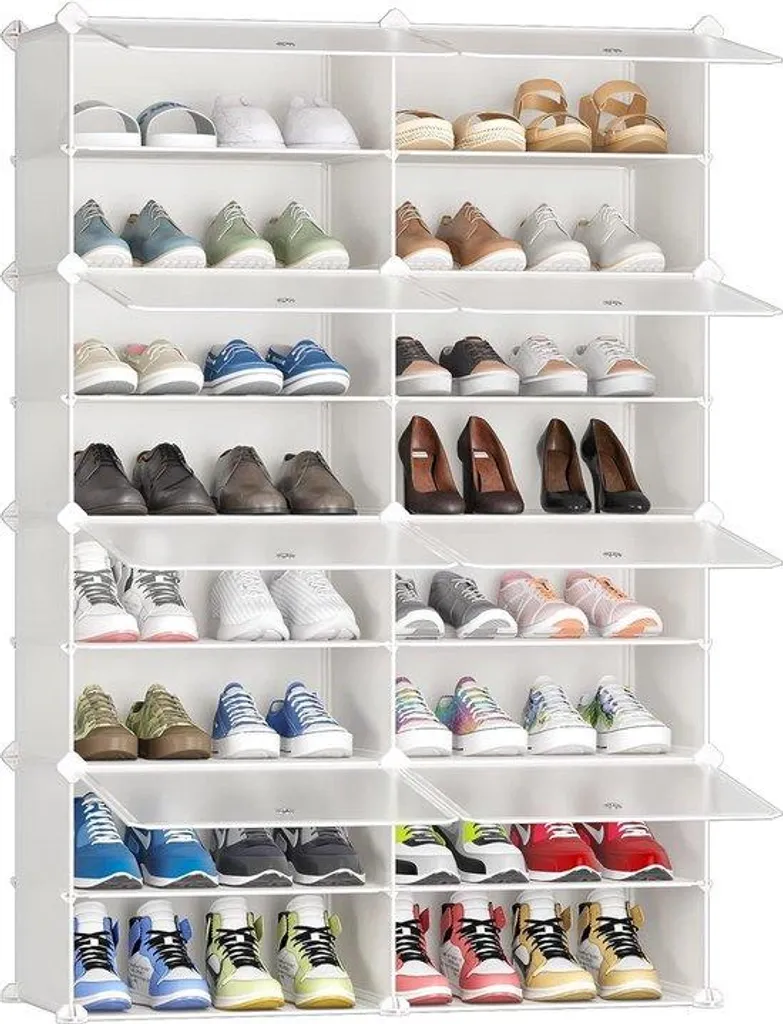 Étagère de rangement à chaussures modulaire, 16 compartiments ouverts