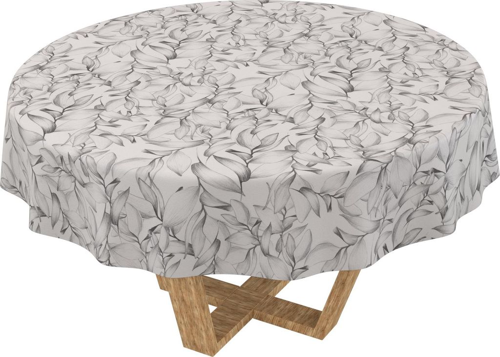 Tischdecke 3.0 monos Magnolia Anthrazit Rund 120cm Schnittkante Wachstuch abwaschbar