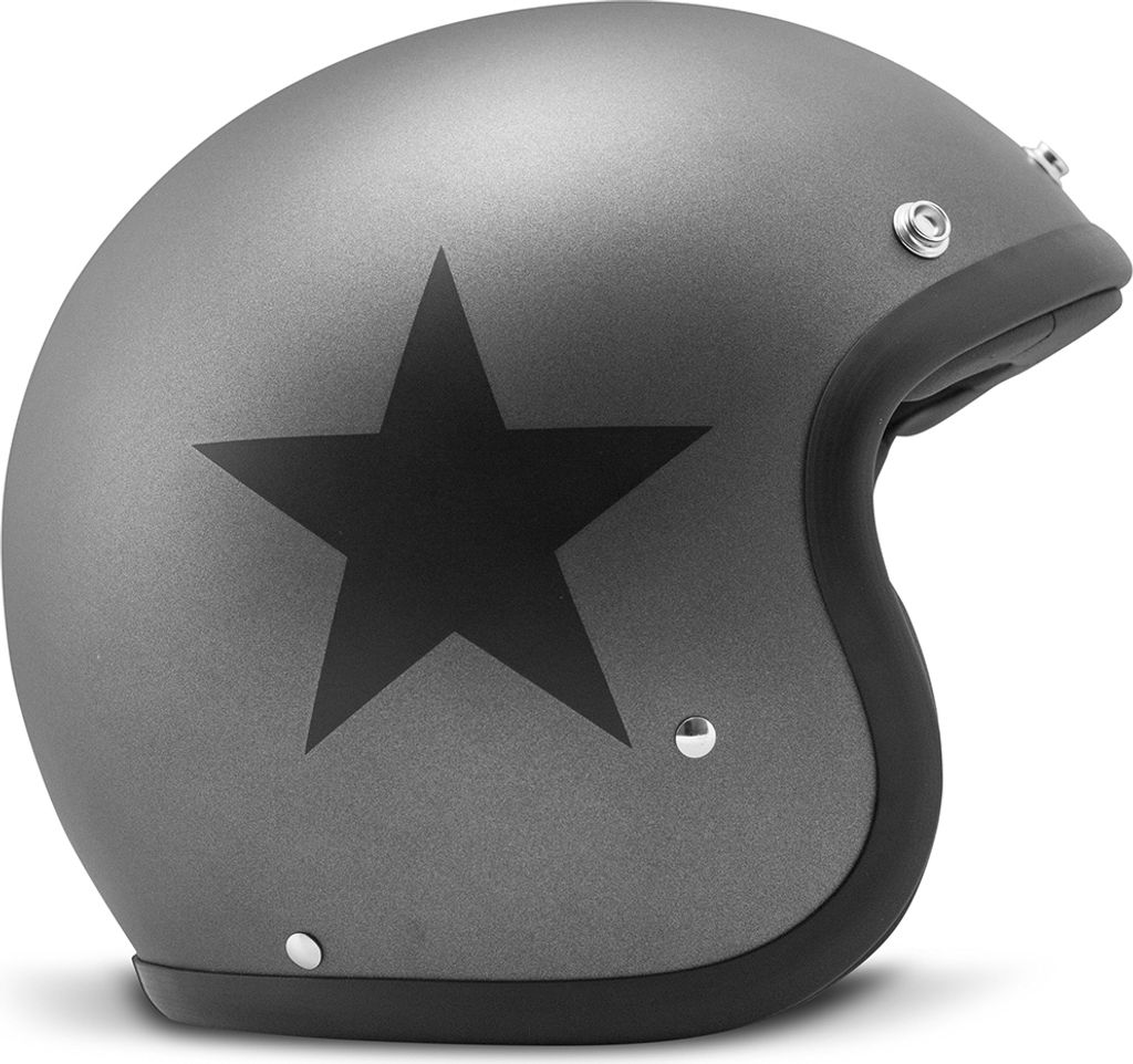 Jet Helm Cafe Racer DMD RETRO Star Grau Schwarz Matt größe XS