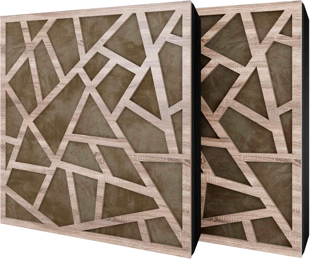 2er-Pack – Akustikpaneel mit Samtstoff und Befestigungsset | 50x50x5cm | Schallabsorption-Diffusion-Reflexion-Schalldämmung | [SKYROSS -Sonoma|B...