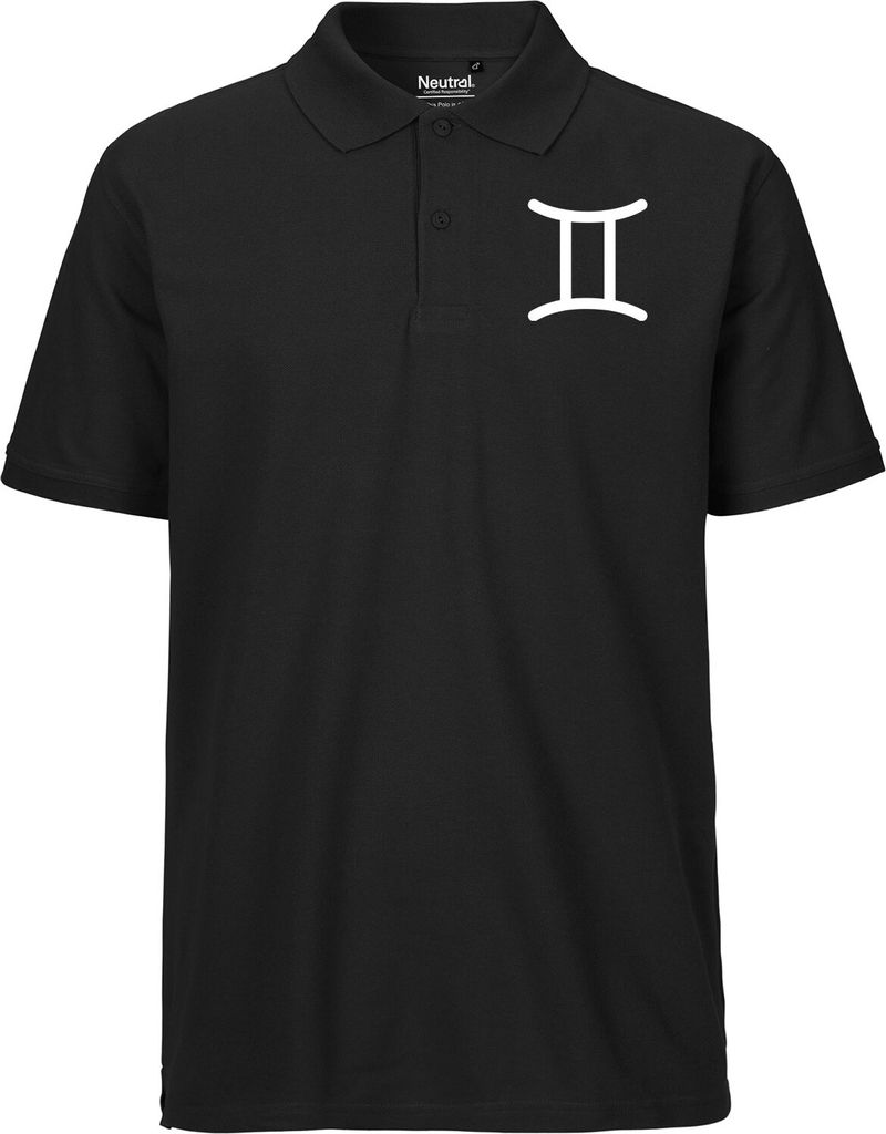 Huuraa Herren Polo Shirt Zwillinge Sternzeichen Zeichen 3XL Black Bio Baumwolle Fairtrade Poloshirt Geschenkidee