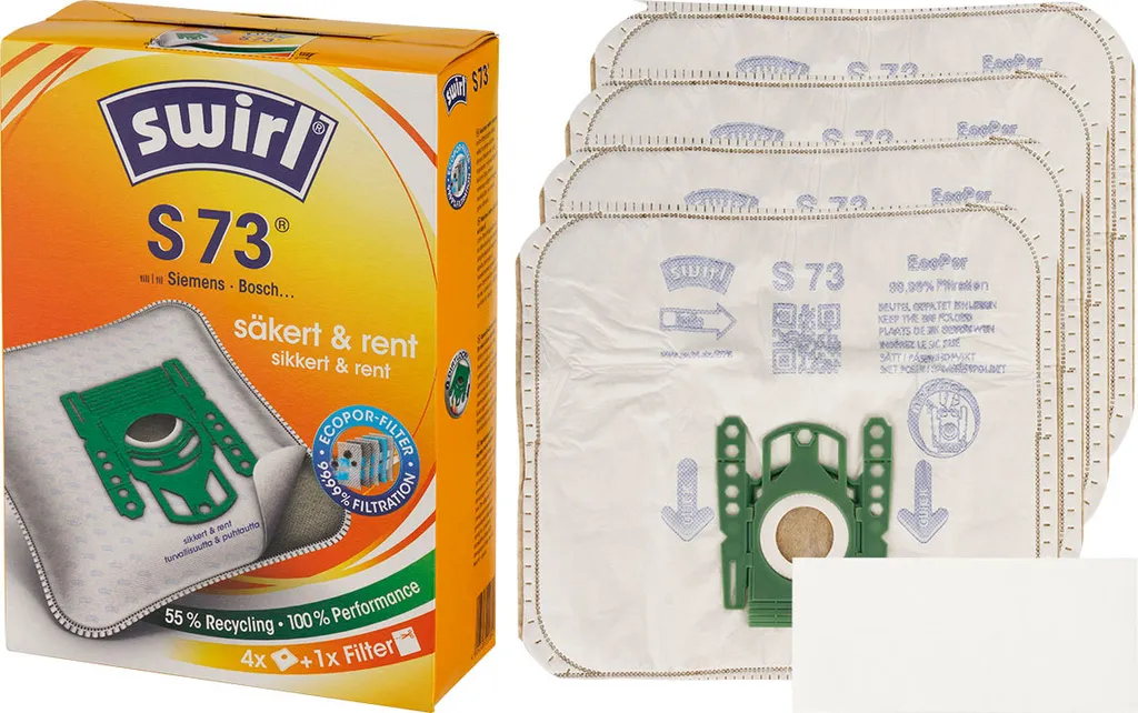 Sacs à poussière Swirl S73 haute filtration pour Bosch et Siemens série S