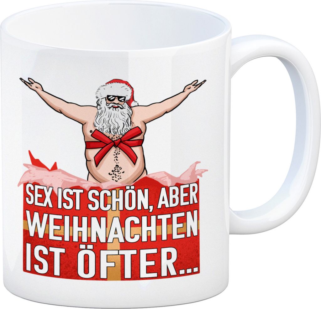 Sex ist schön aber Weihnachten ist öfter Kaffeebecher mit Weihnachtsmann