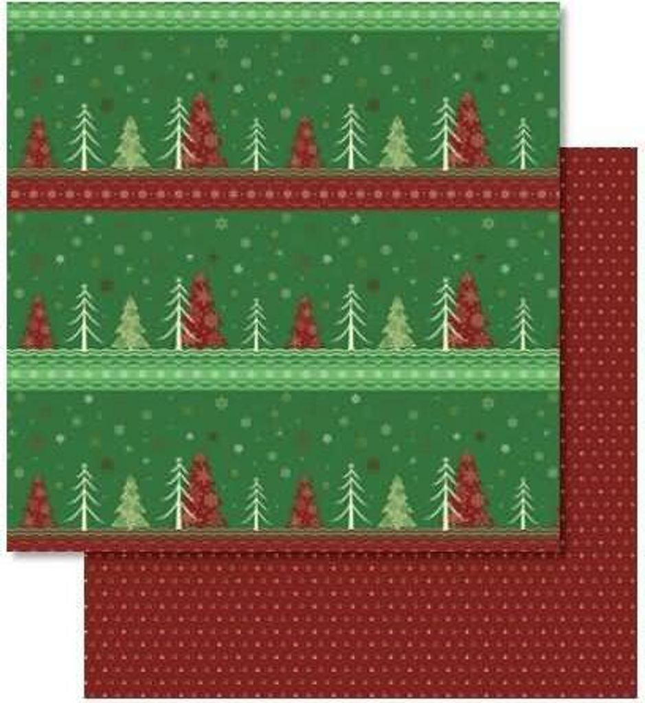 Scrapbook Paper Winterzauber rot/grün 12x12 Zoll VE=5 Blatt