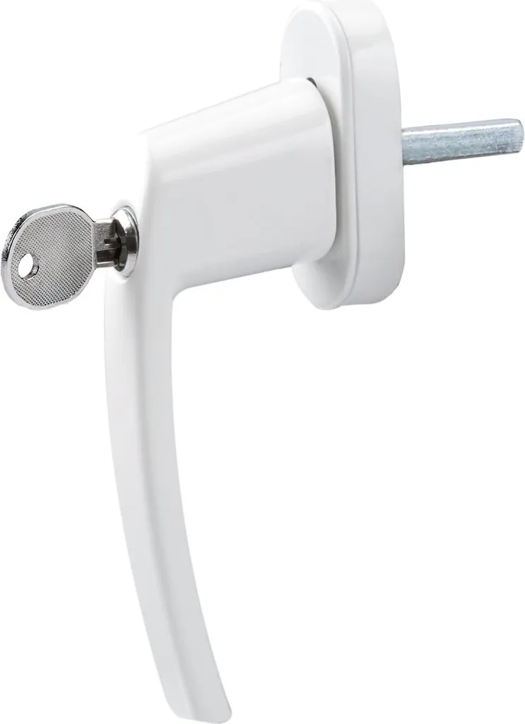 Poignée de fenêtre métal blanc avec serrure, pack de 2 pièces sécurité