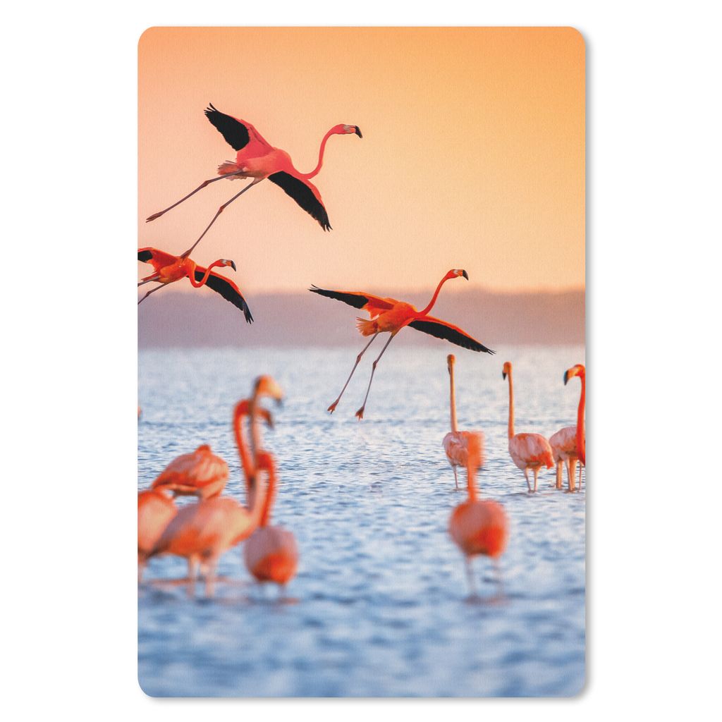 MuchoWow Mauspad Mousepad Vogel - Flamingo - Wasser - Sonnenuntergang - Rosa 40x60 cm - Mousepads - Maus Mat - Pad - Mausunterlage - Schreibtisch...