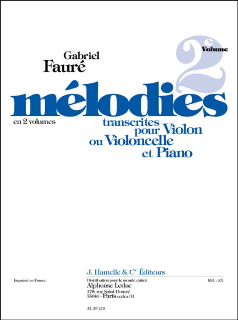 Mélodies vol.2 pour violon (vc)et piano