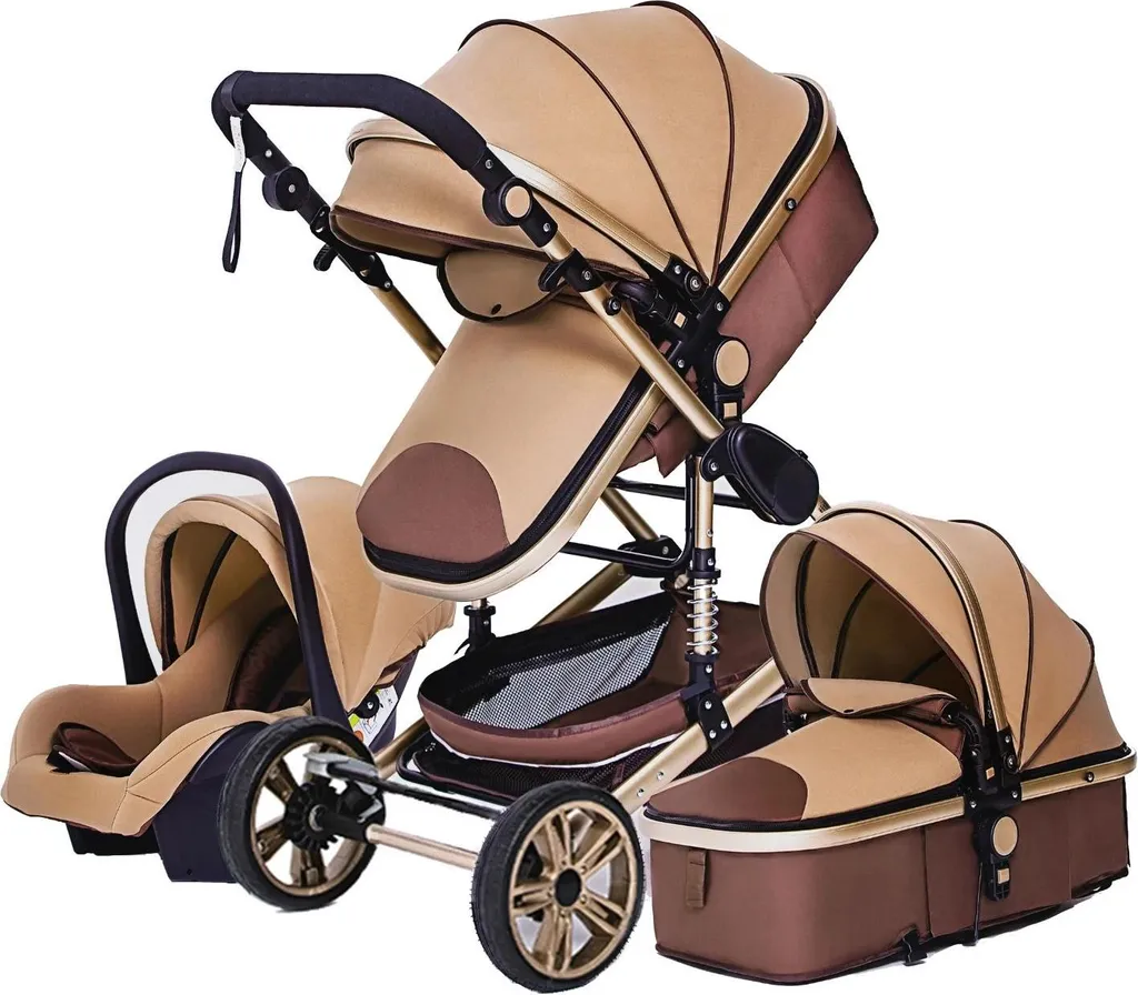 Poussette combinée trio haut de gamme avec nacelle et siège auto