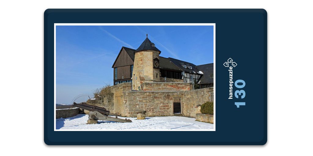 hansepuzzle 16784 - Schloss Waldeck Puzzle, 130 Teile, Reisen, 28,7 x 20,0cm mit hochwertiger Aufbewahrung, Kartonbox & Beutel
