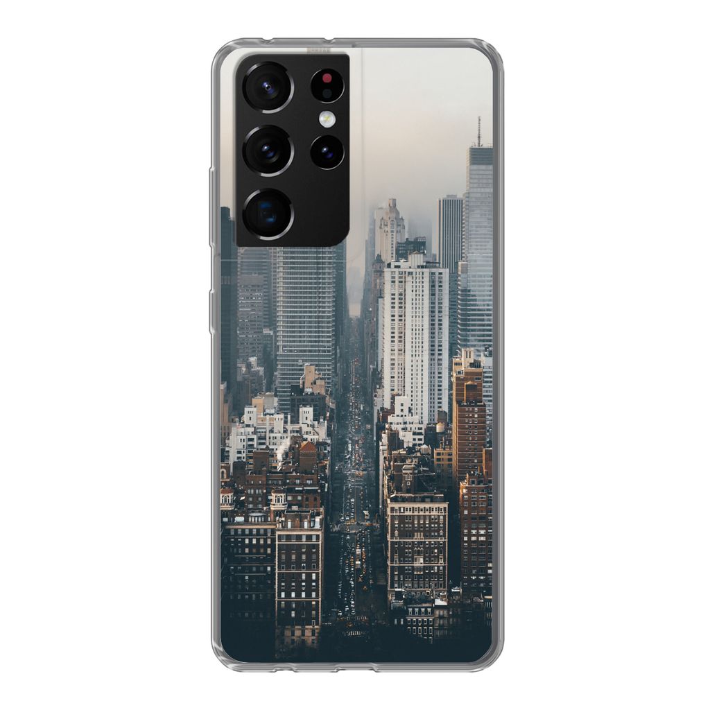 MuchoWow Handyhülle Schutzhülle Hülle für Samsung Galaxy S21 Ultra Skyline von New York Silikon Softcase Handy Hülle - Mobiltelefon