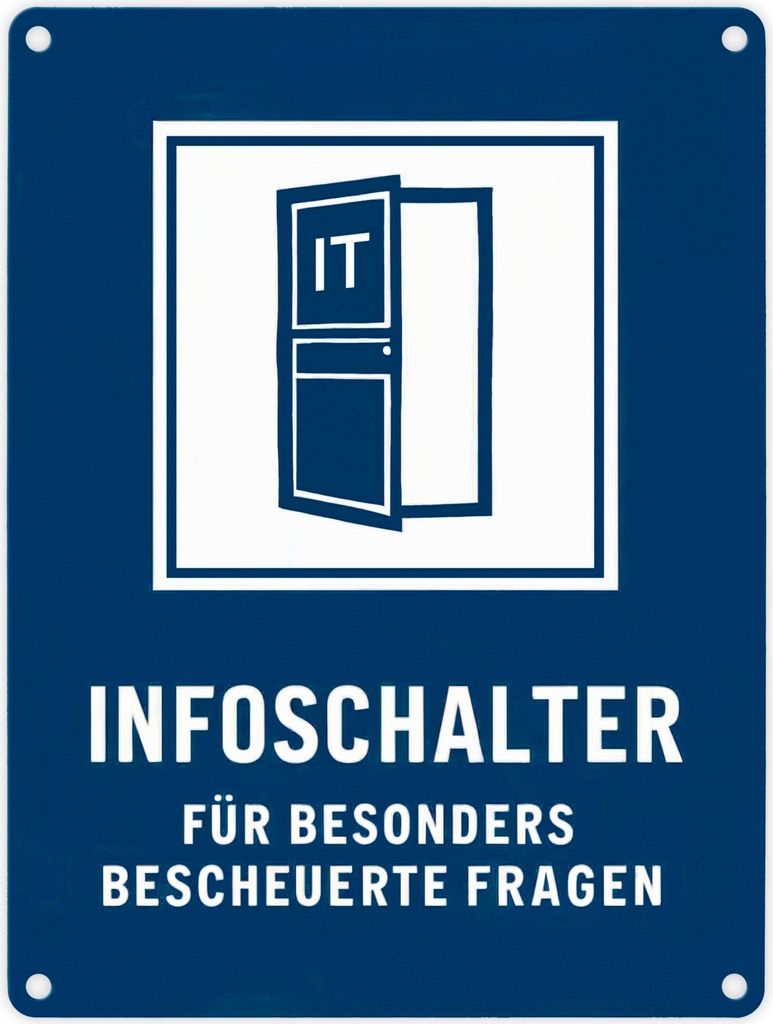 IT-Infoschalter für bescheuerte Fragen - Metallschild in 15x20 cm
