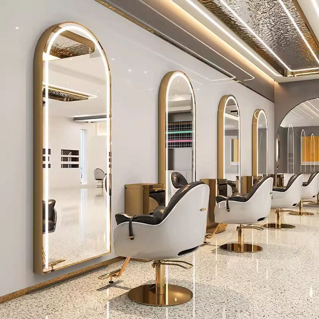 Spiegel Standspiegel Ganzkörperspiegel Friseurspiegel Umkleidespiegel Kosmetikspiegel Fitnessspiegel Gold C