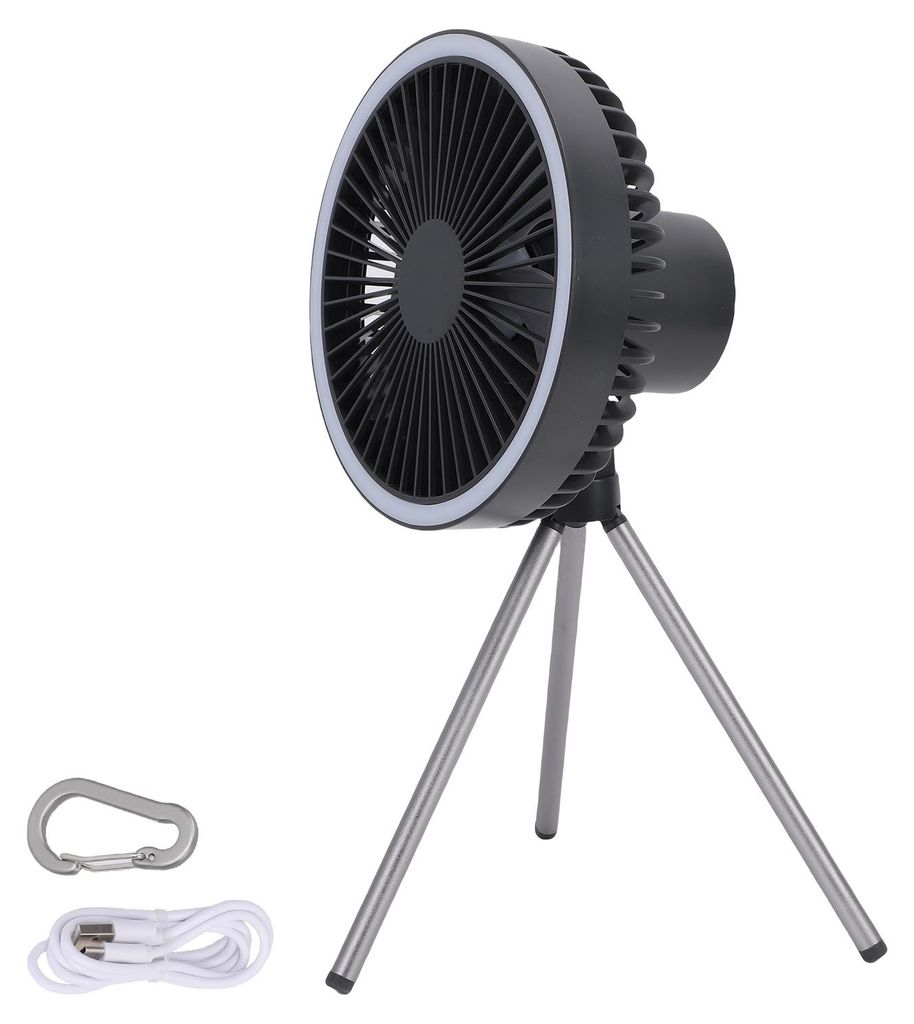 Wiederaufladbarer tragbarer Ventilator, 10.000-mAh-Campingventilator mit Powerbank-Funktion, LED-Licht und Timer, leiser Hängeventilator mit 3 Ges...
