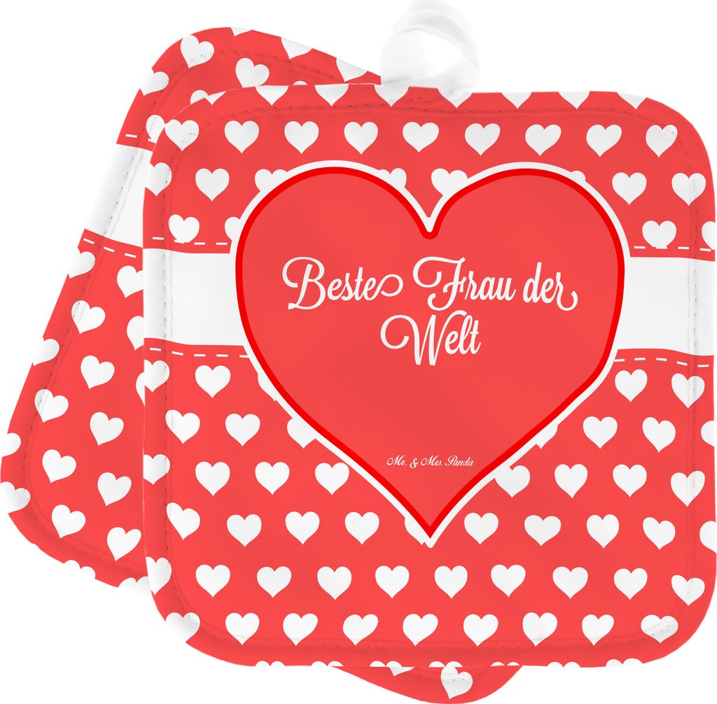 Mr. & Mrs. Panda Topfuntersetzer Frau - Geschenk, Gattin, Beste, Herz Liebe Verliebt Dankeschön Geburtstag Bester Bedanken, Topflappen, Kleinigkei...