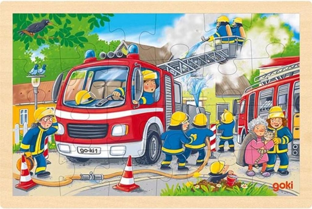 GOKI Holz-Puzzle Feuerwehr 24 dlks