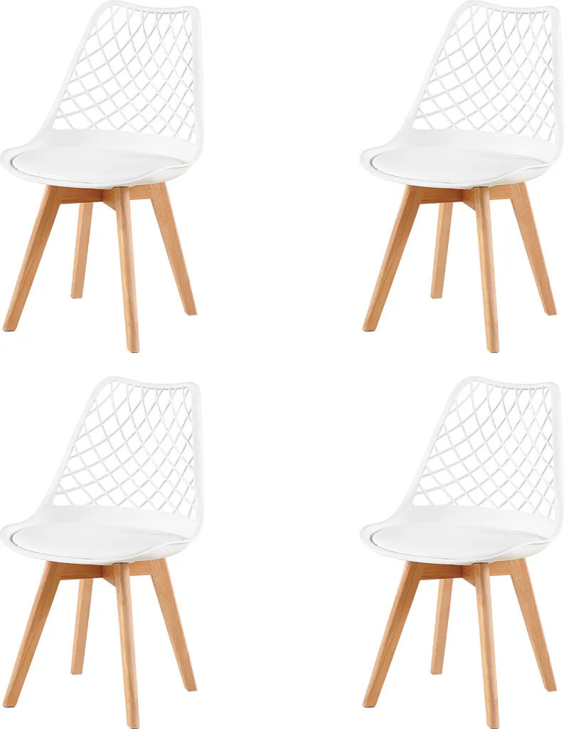 Chaise Blanche Confortable Lot de 4 avec Dossier Souple et Pieds Robustes