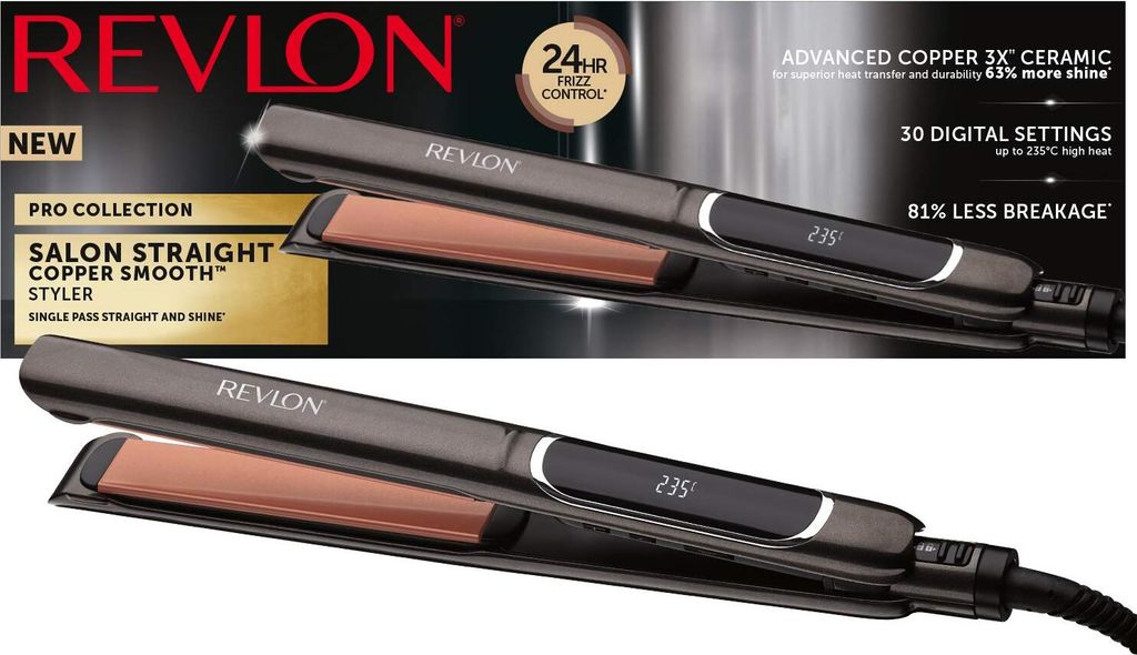 Revlon RVST2175E, Glätteisen, Warm, 80 °C, 235 °C, Schwarz, Produktbild 