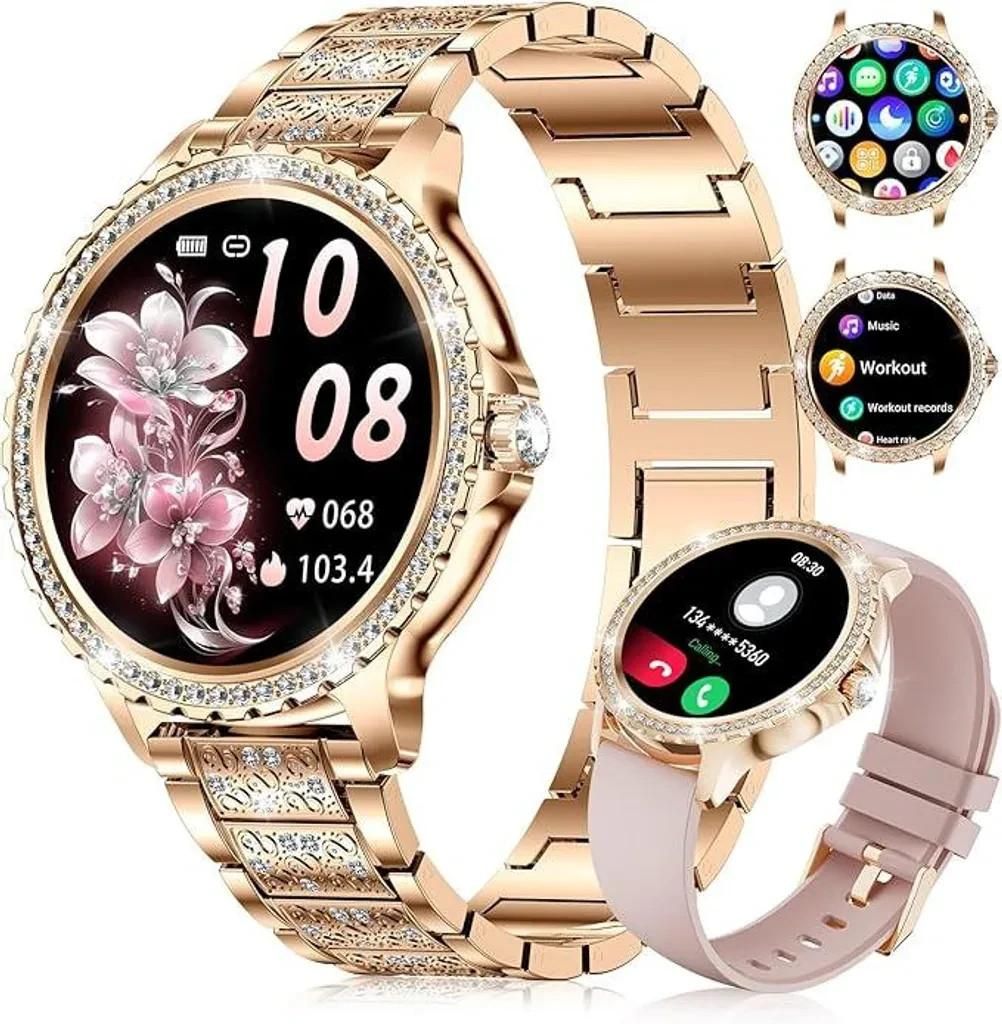 Elegante Smartwatch Damen mit Telefonfunktion 2026 Gold Produktbild 