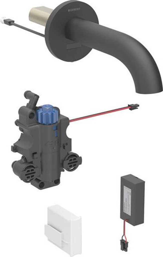 Geberit Piave Waschtischarmatur, Ausladung 220mm, mit Thermostatmischer, Batteriebetrieb, für UP-Funktionsbox, 116.288.14.1