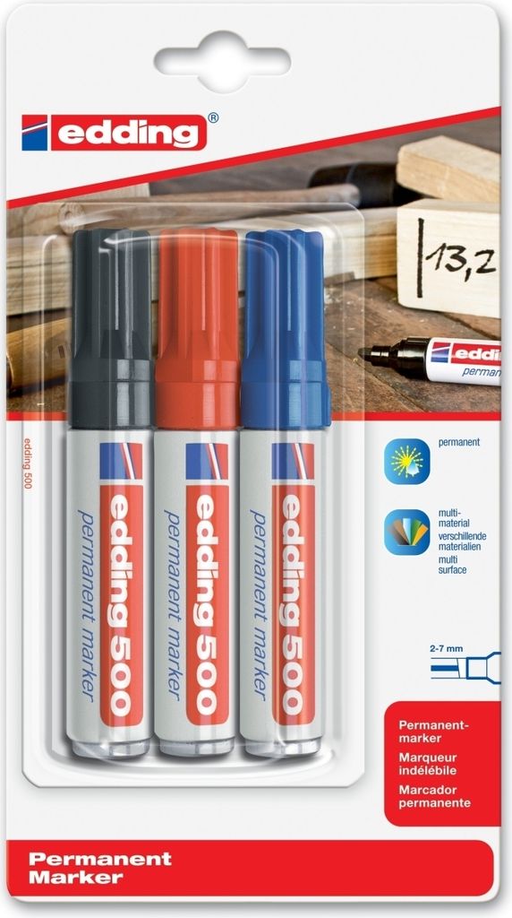 Edding - Filzstift 500 diagonal sortiert 2-7mm Blister à 3 Produktbild 