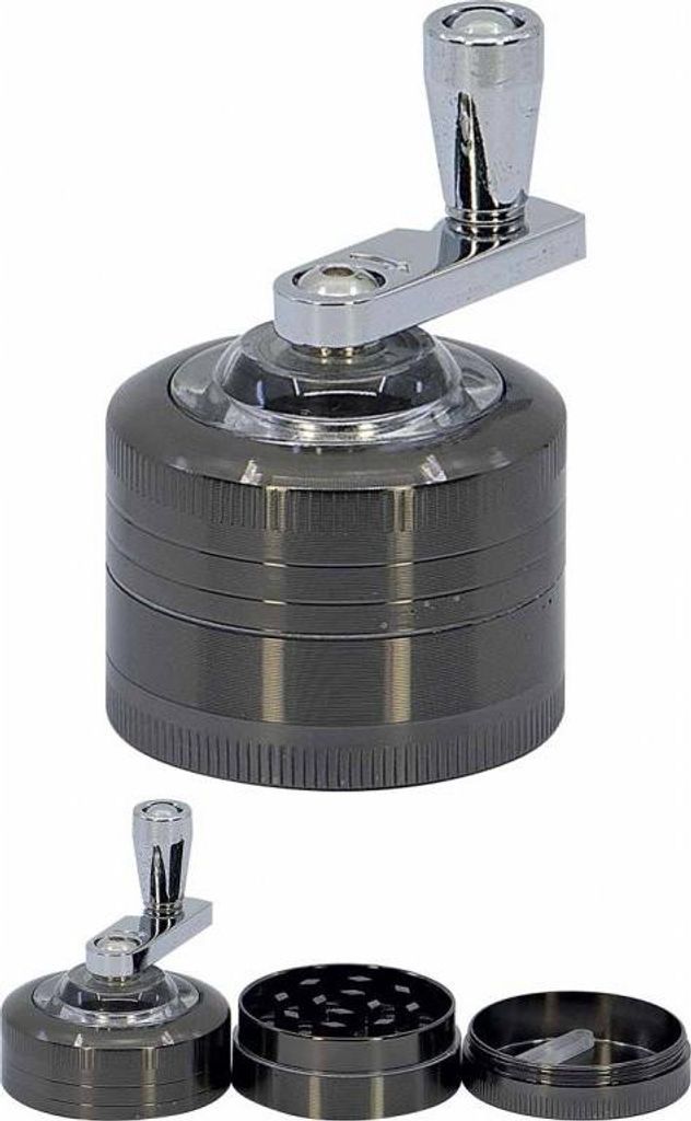 Metall-Grinder mit Kurbel, schwarz, 4cm