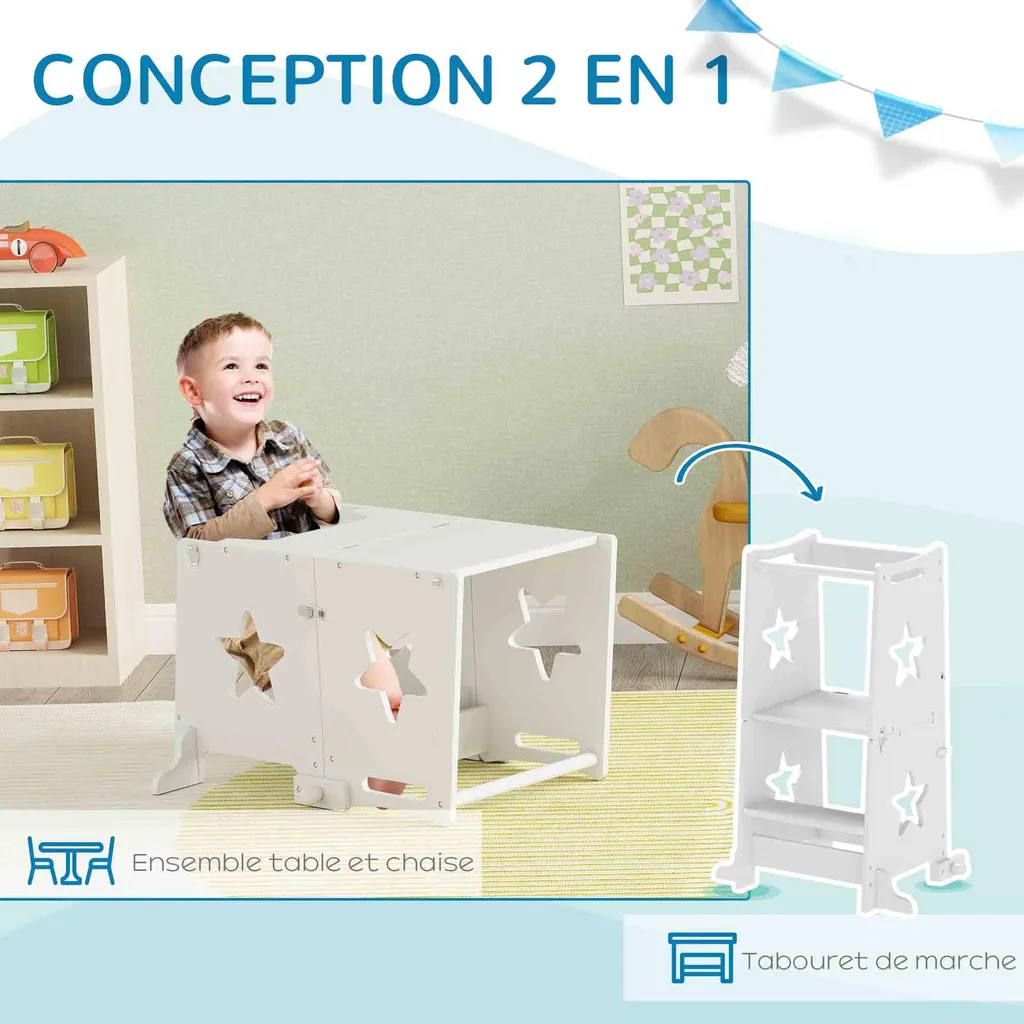 Tour d'observation stable structure trapézoïdale pour enfant blanc