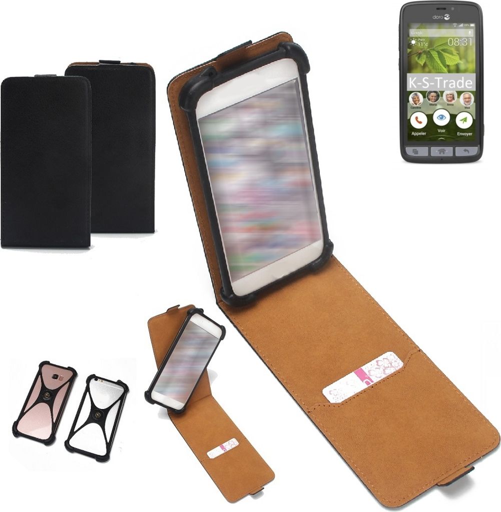 K-S-Trade Handyhülle Schutzhülle kompatibel mit doro 8031 Case Cover Flip Style Bumper schwarz 1x