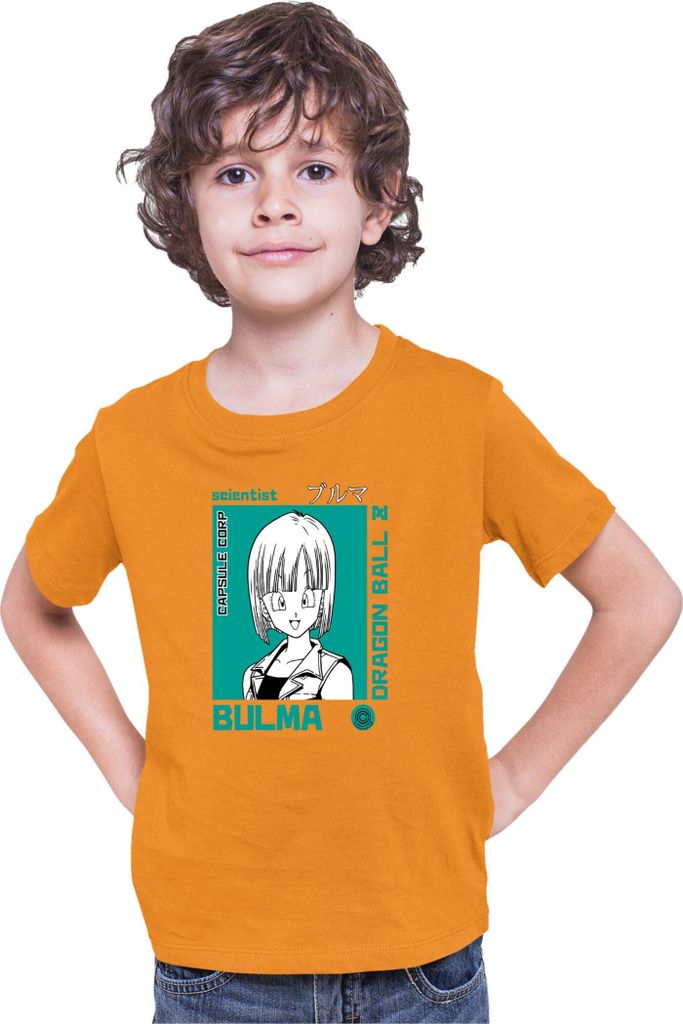 Kinder T-Shirt Dragon Anime Manga Ball Z Bulma 01, 9-11 Jahr - 140 / Orange
