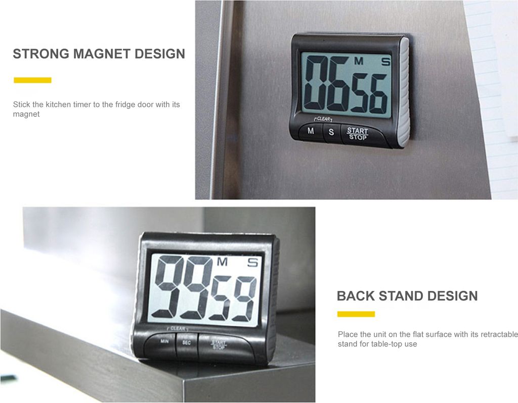 Magnetischer Digitaler Küchentimer – Großes LCD, Countdown Bis 99:59, Laut, 4 Stück