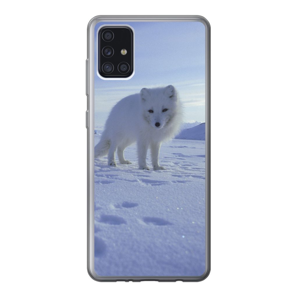 MuchoWow Handyhülle Schutzhülle Hülle für Samsung Galaxy A52 5G Fuchs - Schnee - Berge Silikon Softcase Handy Hülle - Umschlag