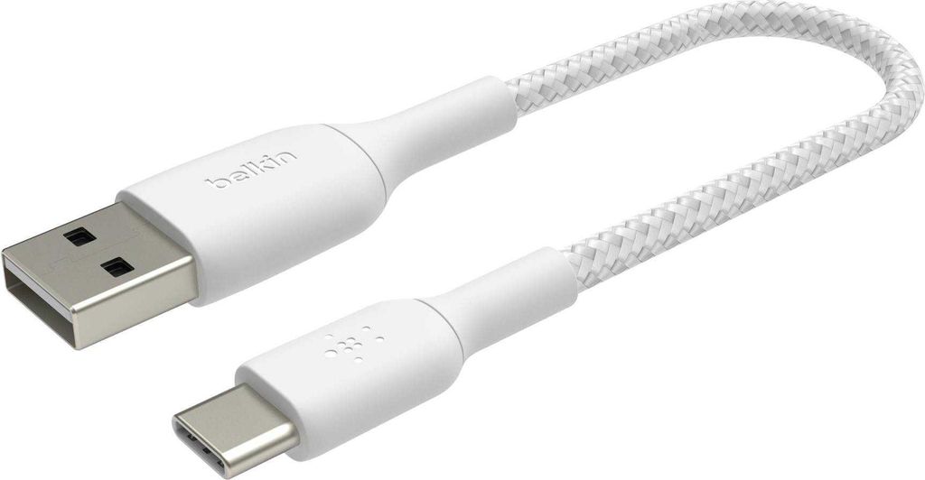 Belkin USB-C/USB-A Kabel 15cm ummantelt, weiß CAB002bt0MWH