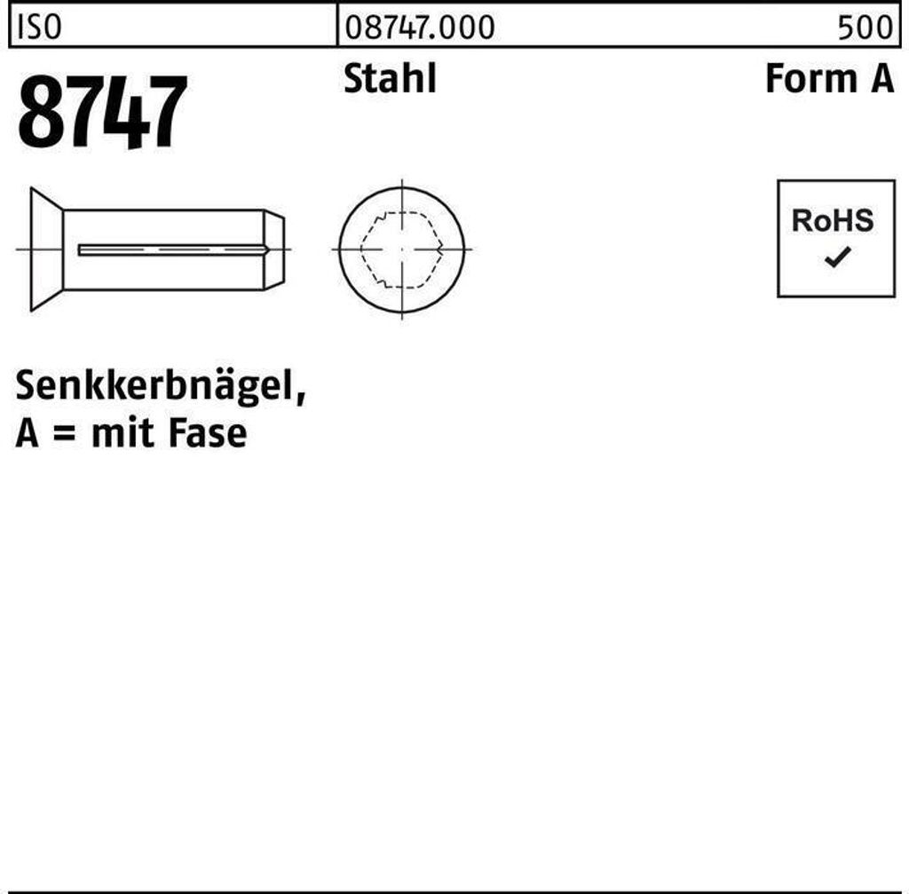 Reyher Senkkerbnägel ISO 8747 Stahl 4 x 12 (500 Stück)